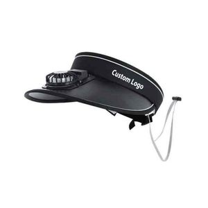 Sombrero de ala ancha personalizado con logo para exteriores, sin parte superior, con ventilador USB recargable, protección solar y visera refrescante. - Product Image 2