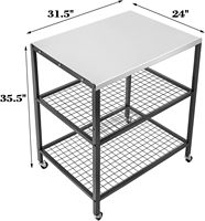 Table de four à pizza d'extérieur mobile à double étagère, table de travail commerciale en acier inoxydable pour la préparation des aliments avec tiroir sur roulettes