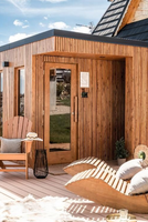 Sauna extérieur moderne en cèdre rouge massif, douche vapeur humide, vestiaire, modèle Chuangfu CF-01, écologique, garantie 1 an, 220V
