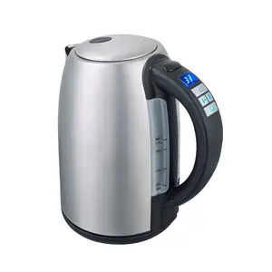 home appliances 1.7L high quality Stainless steel kettle silver cordless fast cooking LED screen water boiler electric kettle