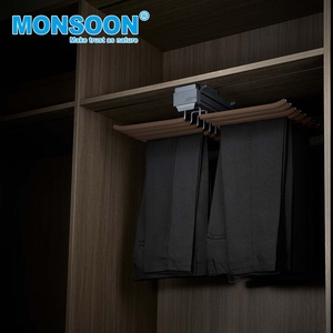 Accessoire de quincaillerie : Porte-pantalon coulissant double rangée à fixation supérieure pour armoire, gain de place - Product Image 1