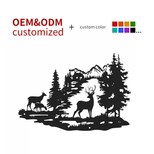 Exquisito Art <span class=keywords><strong>Deco</strong></span> Deer Metal decoración de pared corte láser bosque Animal Metal arte para decoración del hogar colgante Metal artesanía - Product Image 3