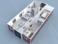 Maison en conteneur de luxe de 3 chambres à coucher de 20 pieds/40 pieds Maison préfabriquée extensible Design moderne pour chantier Bureaux résidentiels