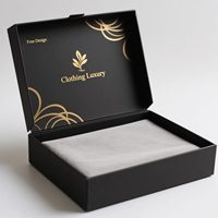 Boîte cadeau de luxe noire pour vêtements, logo doré, emballage haut de gamme en carton ondulé personnalisé, matériaux recyclés, gaufrage, fourrure