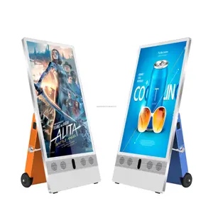 New Arrival 32/ 43Inch Portable lcd/led display screens with battery Outdoor highlight Mobile digital signage advertising screen