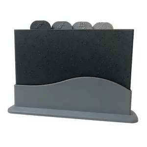 大理石のまな板セット収納付き4つの黒いプラスチックまな板