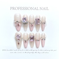 Faux ongles à presser de luxe, longs, forme ballerine cercueil, avec logo gratuit, strass diamant et acrylique personnalisé
