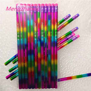 Inde meilleure vente papeterie en gros pour fille dans les fournitures scolaires arc-en-ciel <span class=keywords><strong>Laser</strong></span> conception mignon <span class=keywords><strong>crayon</strong></span> 2b 12 pièces/sac crayons en bois - Product Image 5