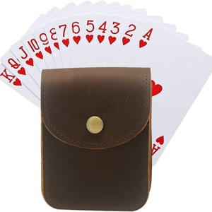 Personalized Leather Playing Card Case Storage Box Single Deck Leather Playing Card Pouch Holder for Poker and Bridge - Product Image 2