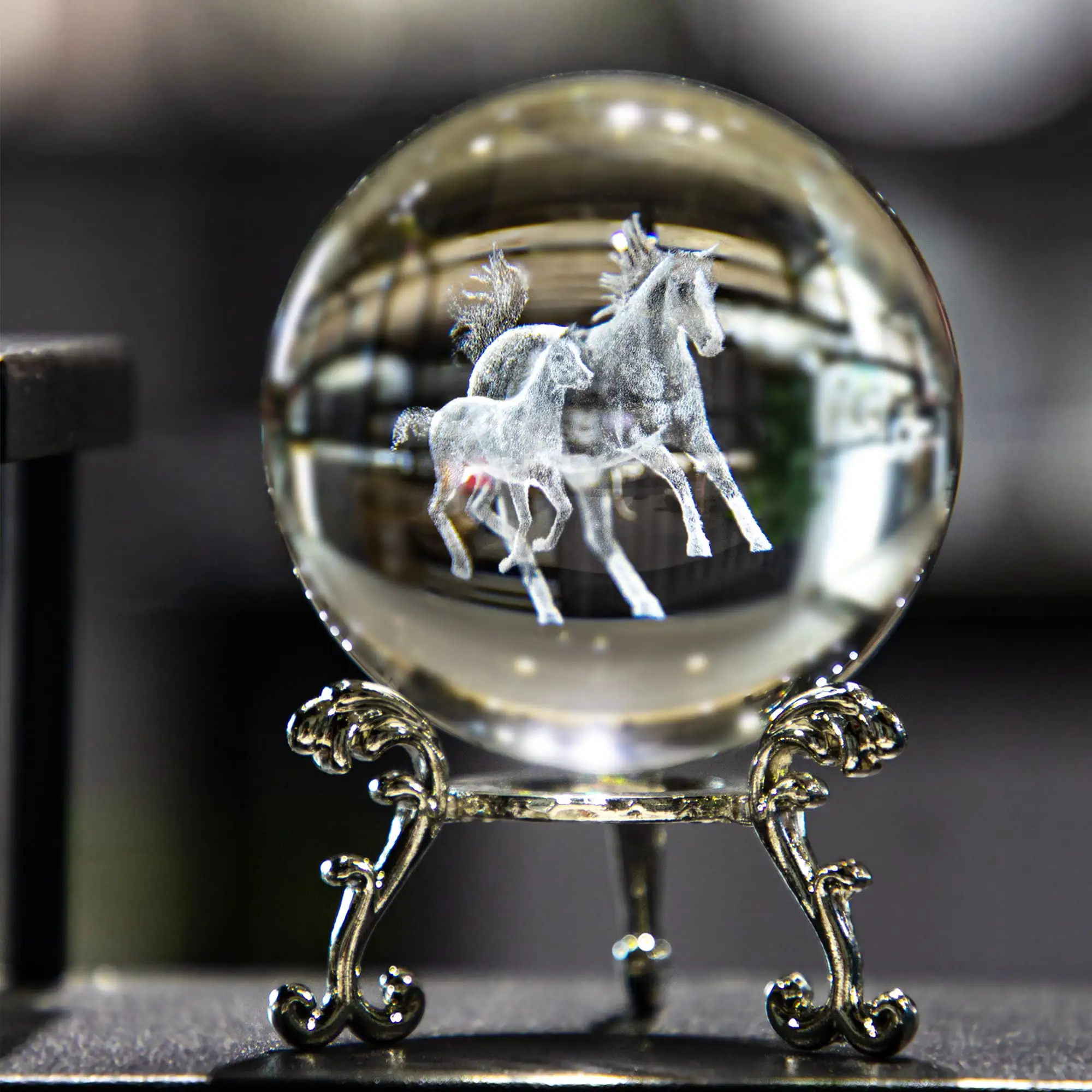 JY Neues Design Pferd Figur Kristall kugel Geschäfts geschenk 3D Laser K9 Kristallglas kugel