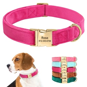 Personal isierte Samt Hunde halsband Super Soft Dogs Id Schnallen halsbänder Gravur Name Haustier Halskette Einstellbar für kleine mittelgroße große Hunde - Product Image 1