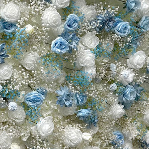 Rosas Artificiales Azules <span class=keywords><strong>y</strong></span> Blancas Personalizables Combinadas con Paniculata para una Romántica Pared de <span class=keywords><strong>Flores</strong></span> para Bodas - Product Image 4