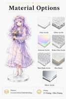 Standee Akrilik Anime Glitter Tebal 15mm Custom, Foil Emas, Slot Tunggal, Figur Karakter Asli