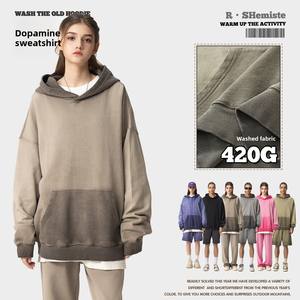 <span class=keywords><strong>Skye</strong></span> Vêtements pour hommes 420G Washed Dyed Sweatshirt American Retro Style Heavyweight 100% Cotton Trendy Brand DTG Printing Puff - Product Image 3