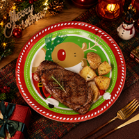 Assiettes en papier jetables au design exquis, matériaux haut de gamme, vaisselle de fête, motif de Père Noël, motif de renne, Noël