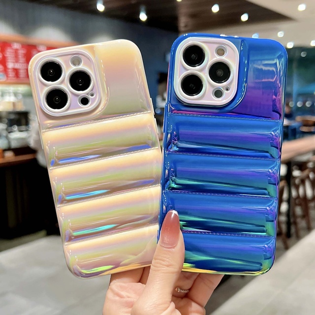 Custom Fashion Silver Soft TPU Handy Puffer Phone Case for Iphone 11 12 13 14 15 Pro Max