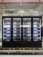 Réfrigérateur à quatre portes avec compresseur inférieur, sans LED, étagères réglables pour la présentation en cuisine de restaurant