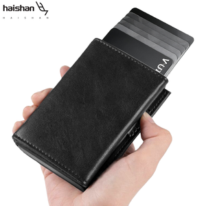 <span class=keywords><strong>Porte</strong></span>-cartes magnétique en PU avec poche à <span class=keywords><strong>monnaie</strong></span>, blocage RFID, portefeuille pop-up professionnel pour hommes - Product Image 3