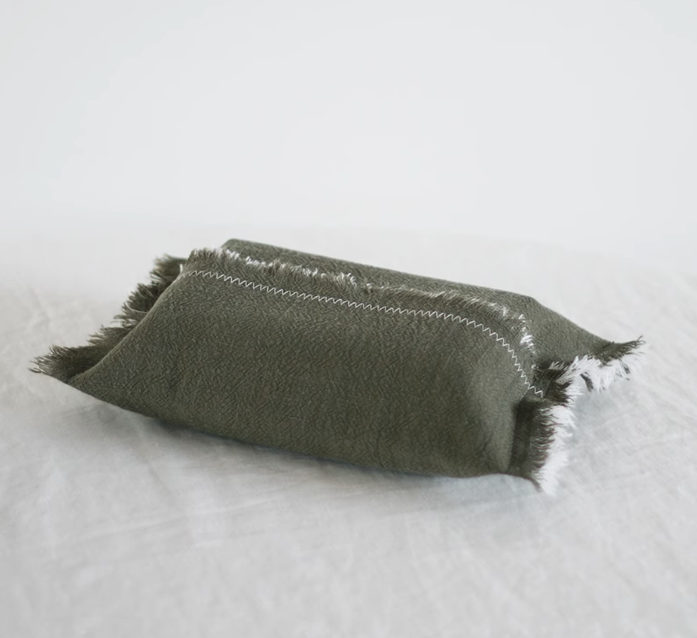 Wabi-sabi Handmade Reversible Linen Tissue Paper Box & Foldable Fabric  Storage