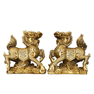 Adorno de Latón Fundido con Figura de Bestia Auspiciosa Qilin, Decoración de Mesa, Figura de Animal del Año Nuevo Chino - Product Image 2