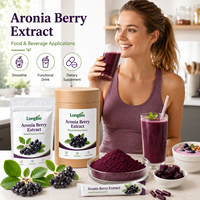 LongBio Natuurlijk Aronia Bessenpoeder Zwarte Chokeberry Poeder Aronia Melanocarpa Fruitpoeder voor Drank Voedingssupplement OEMBulk