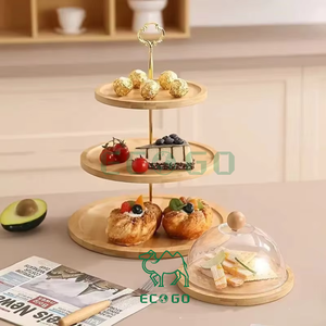 High Quality 3 Tier Bamboo Cupcake Stand for Fruit and <b>Dessert</b> Shelf Round Cup Cake Holder Wedding Party Decorations - Product Image 3