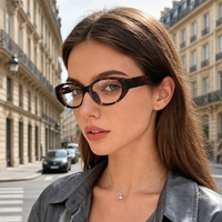 Lunettes d'ordinateur ovales en acétate à imprimé léopard pour femmes, adaptées aux visages en forme de losange