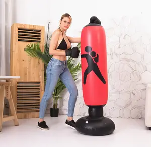 160cm Sandbag Kids Fitness Training Boxing Sack Tumbler Column Standing PVC Thicken Boxing Pillar Inflatable Punching Boxing Ba