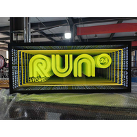 Enseigne LED tunnel à effet dynamique RGB en acrylique, miroir infini avec logo 3D personnalisé, étanche IP65, pour publicité extérieure