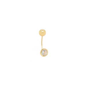 Piercing de nombril 14K avec serti rond en forme de D, bijou classique pour femme, à porter au quotidien, bijoux de piercing raffinés sur mesure - Product Image 2