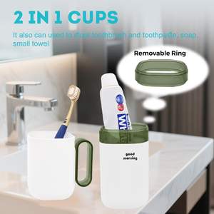 Cf Grote Capaciteit 2 In 1 Reis Draagbare Koffer Tandenborstel Houder Spoel Cup Reiskoffer Tandenborstel Houder Cup Badkamer Set - Product Image 6