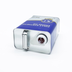 Bidon rectangulaire en fer blanc de 4 L pour l'emballage d'huile lubrifiante avec bouchon à pression, impression offset et logo personnalisé - Product Image 3