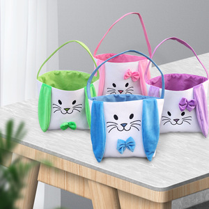2022 Easter Egg Storage Basket Canvas Bunny Ear Bucket Creative Easter Gifts Bag Decoration