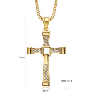 Collana Hip Hop 2024 gioielli in acciaio inox 18k oro placcato di cristallo croce collana pendente per gli uomini - Product Image 3