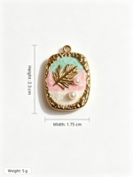 Pendentif ovale en émail coloré YWXS plaqué or avec bord martelé et détails de perles, breloque feuille en émail, collier vintage en métal à faire soi-même