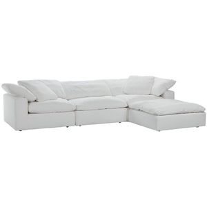 Cloud Sectional <strong>Sofa</strong> <strong>Cream</strong> and White Chenille Cotton Linen Fabric Detachable and Washable for Hotel Apartment Living - Product Image 5