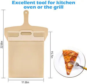 Kulit Pizza geser baru dengan pegangan ajaib untuk Aksesori panggangan untuk oven Pizza kulit kayu Pizza berputar