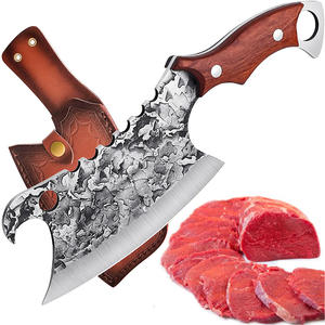 ساطور لحم فايكنج مطروق يدويًا، سكين آسيوي حاد، سكين جزار للمطبخ مع غمد جلدي، قطاعة خضروات من الفولاذ المقاوم للصدأ عالي الجودة - Product Image 1