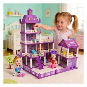 Élégante maison de poupée en plastique à construire soi-même avec mobilier de chambre, cuisine, salle de bain et balcon – Cadeau de jeu pour stimuler l'imagination - Product Image 6