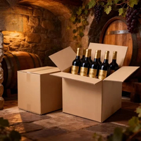 Boîte à vin en carton ondulé écologique avec insert de séparation, emballage haut de gamme recyclable et imprimé sur mesure pour la vente au détail et l'exportation de marques