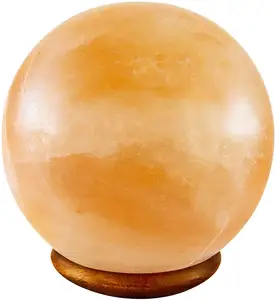 图安库手工制作的喜马拉雅岩盐灯圆形球形粉色球形抛光盐灯