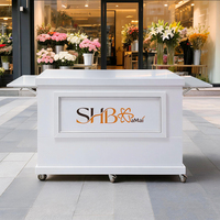 Carrito de Floristería Multicolor con Logotipo Personalizado, Porta Flores, Borlas, Sombrilla, Carrito Rodante para Bodas, Exhibición Ambulante, Venta al Aire Libre