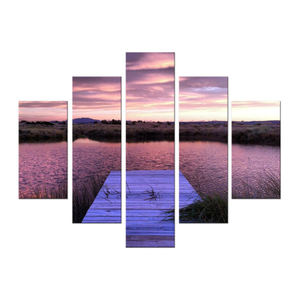 Harf noir et blanc avec impression murale de paysage, 5 pièces, décoratifs - Product Image 2