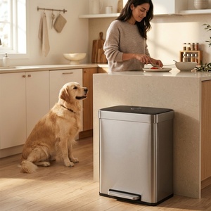 Contenedor <span class=keywords><strong>de</strong></span> Reciclaje Grande <span class=keywords><strong>de</strong></span> 60 Litros (15 Galones) con <span class=keywords><strong>Dos</strong></span> <span class=keywords><strong>Compartimentos</strong></span> para Clasificación <span class=keywords><strong>de</strong></span> <span class=keywords><strong>Basura</strong></span> - Product Image 1