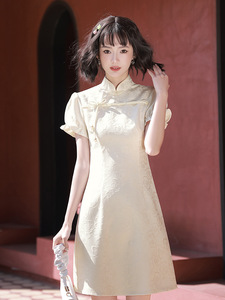 Ropa tradicional china Cheongsam <span class=keywords><strong>chino</strong></span> clásico mujer Qipao manga corta Sexy boda fiesta de noche - Product Image 5
