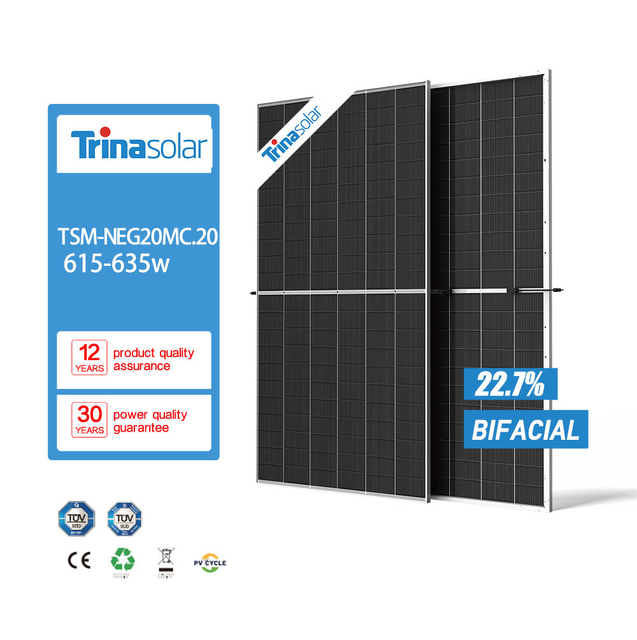 Trina Wholesale Price Solar Panels 610W 615w 620w 630w 635w Silicon Bifacial Monocrystalline Photovoltaic PV Modules