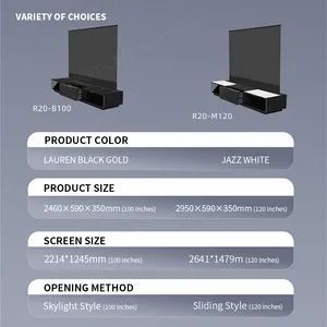 Armário de TV com suporte para Smart TV Wupro R20 OEM de luxo moderno 100/120 polegadas Grande Armazenamento com tela de chão motorizada
