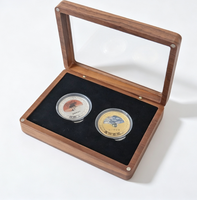 Boîte de présentation de pièces de monnaie en bois à 4 emplacements, doublée de velours, pour la protection des médailles et des pièces commémoratives des collectionneurs