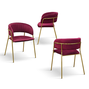 Juego de 2 Sillas Penelope de Terciopelo Burdeos con Base de Metal para Sala de Estar Interior - Product Image 2