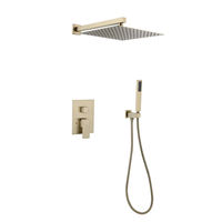 Ensemble de douche encastré de luxe noir et gris, double fonction, sans tige coulissante, avec cartouche céramique et corps en laiton, pour salle de bain d'hôtel